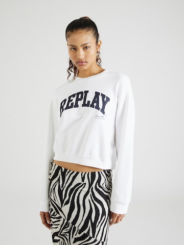 REPLAY Sweatshirt i vit: framsida