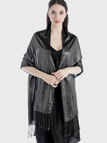 Magicshe Wrap 'Damen silberfädige Stola mit Tassel' in Black: front
