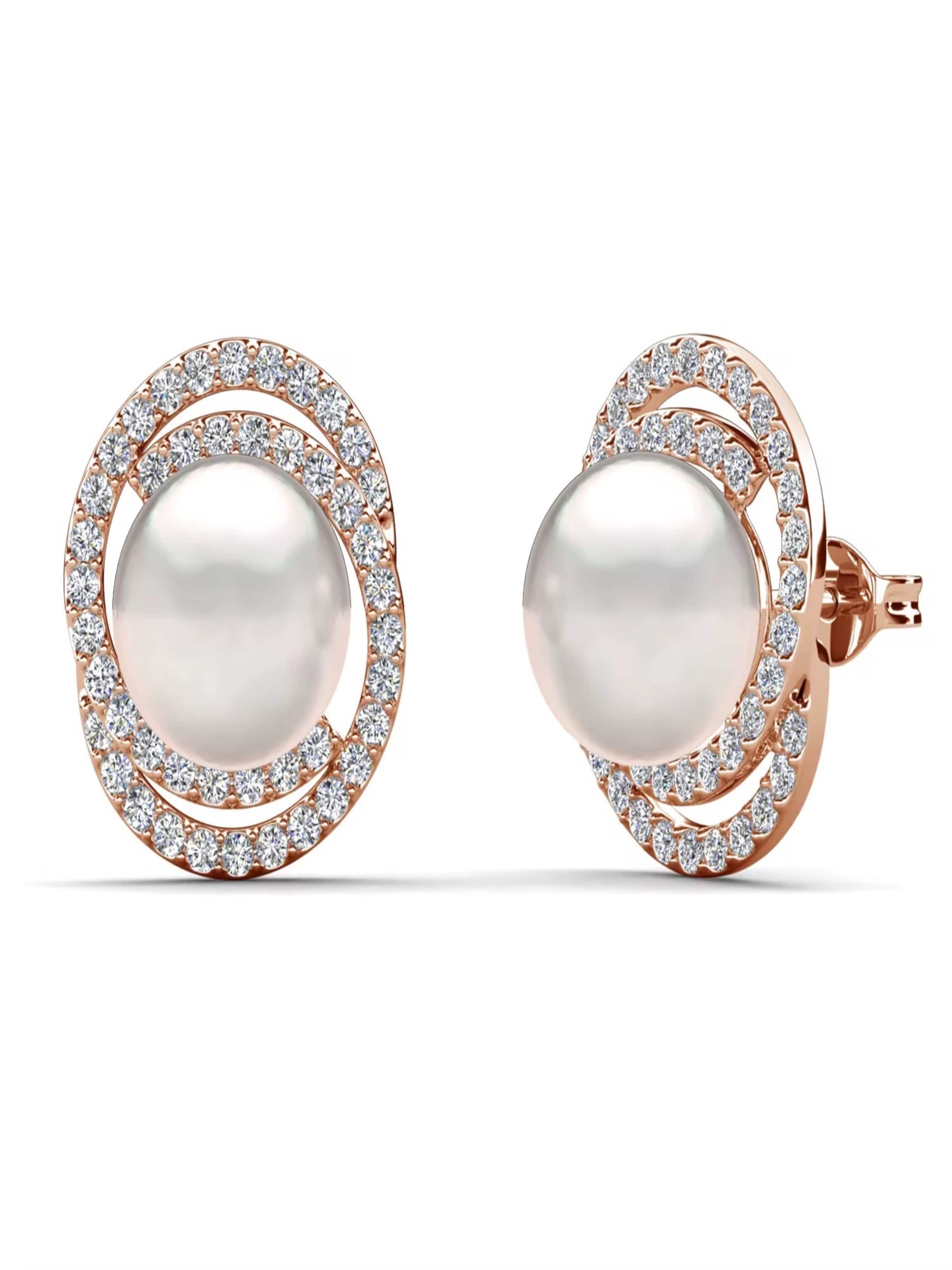 ROUGEMONT Jewellery Earrings 'Funkelnde Perlen Damen Ohrstecker' in Gold: front