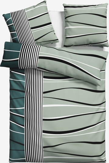 MY HOME Bettbezug in hellgrün / dunkelgrün / schwarz / weiß, Produktansicht