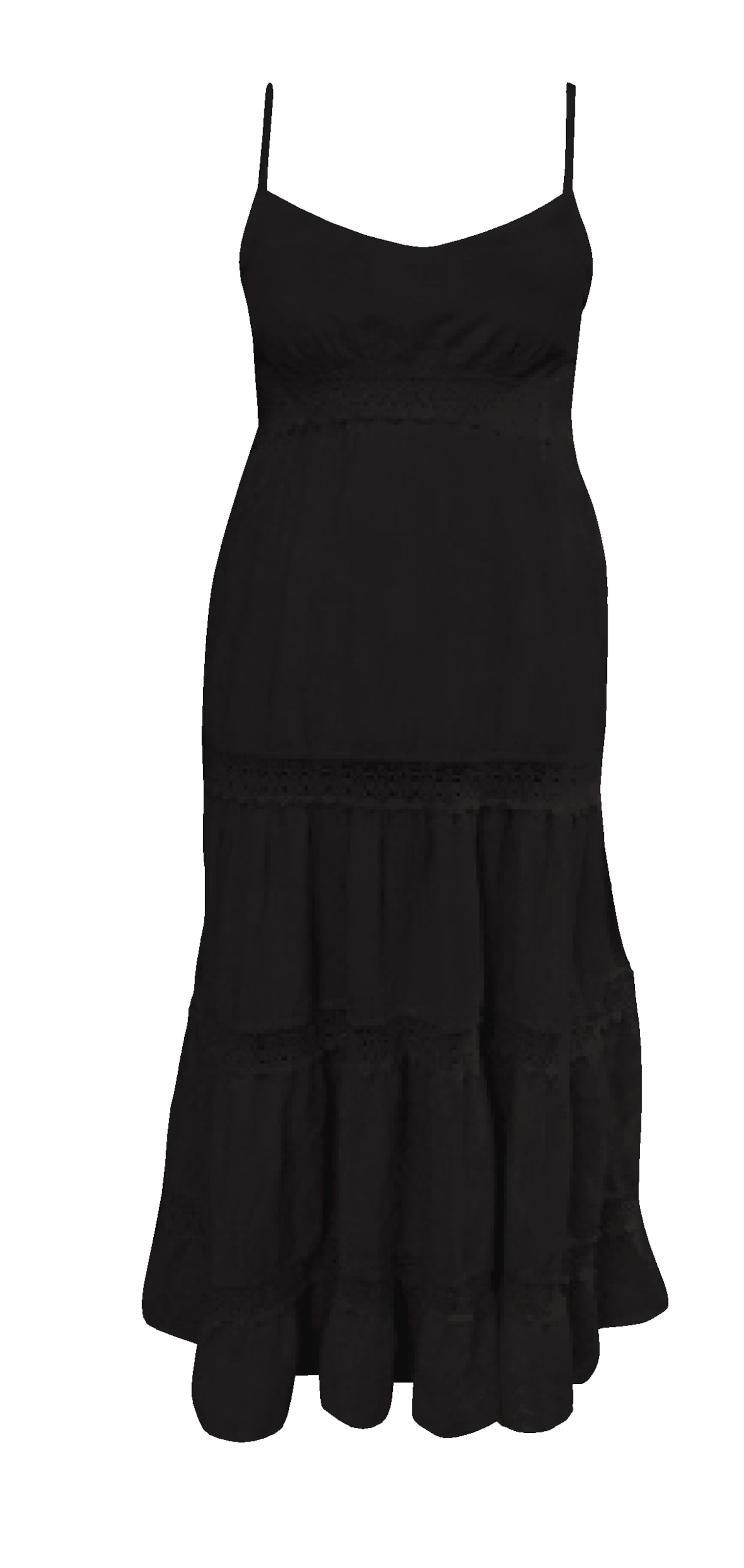 Apricot Crochet Detail Cami Maxi Dress ' ' in Schwarz: Vorderseite