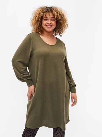 Zizzi Knitted dress 'LUCCA' in Green: front