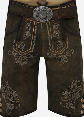 Regular Pantalon folklorique 'Paolo' Krüger Buam en marron : devant