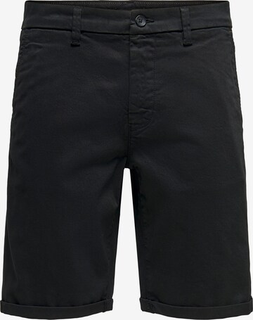 Only & Sons Regular Chino 'PETER' in Zwart: voorkant