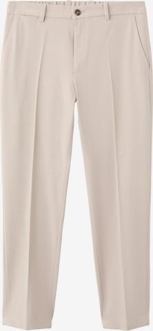 MANGO MAN Slim fit Pleated Pants 'Bologna' in Beige: front