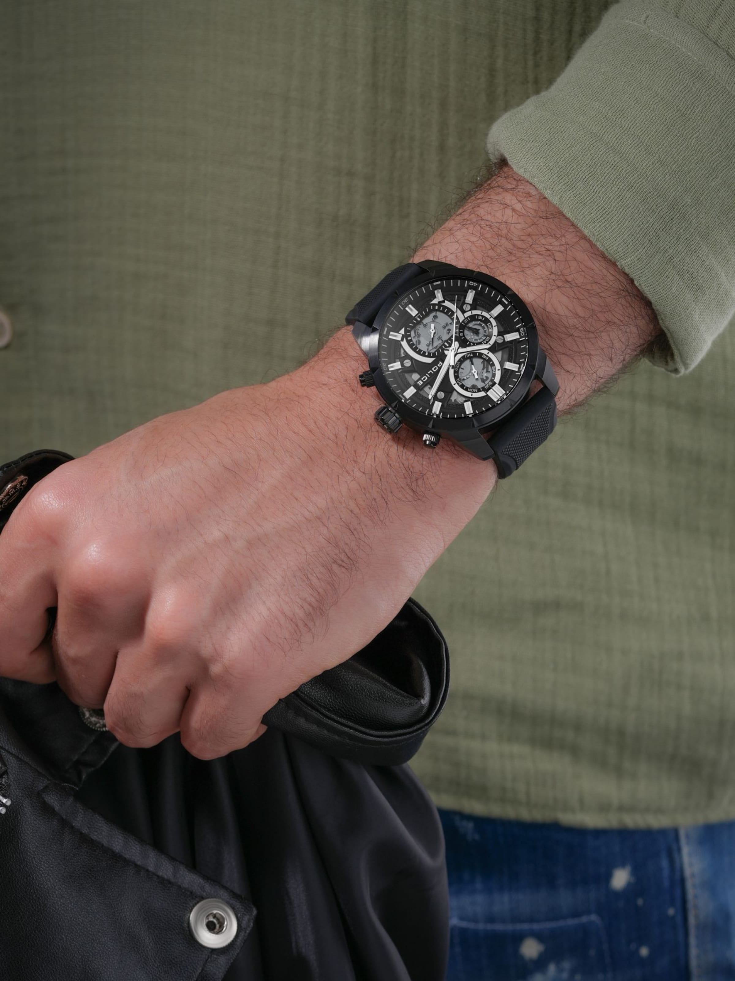 POLICE Analog watch ' Neist ' in Black