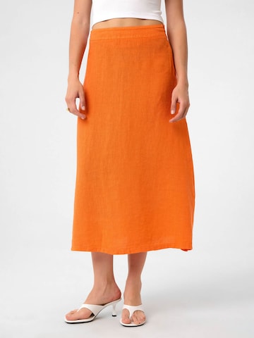 DIMI Skirt 'Damen-Leinen-Midirock' in Orange