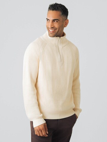 Pull-over 'Half-Zip Knit' Honest Basics en beige