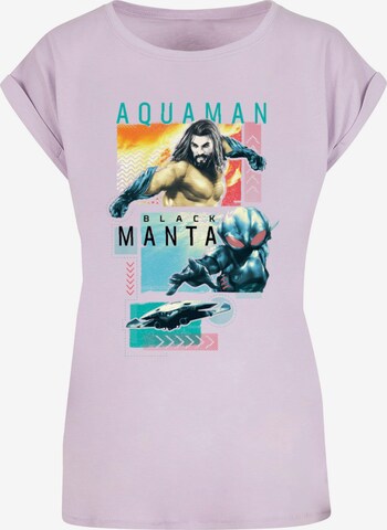 Maglietta 'Aquaman - Character Tiles' di ABSOLUTE CULT in lilla: frontale