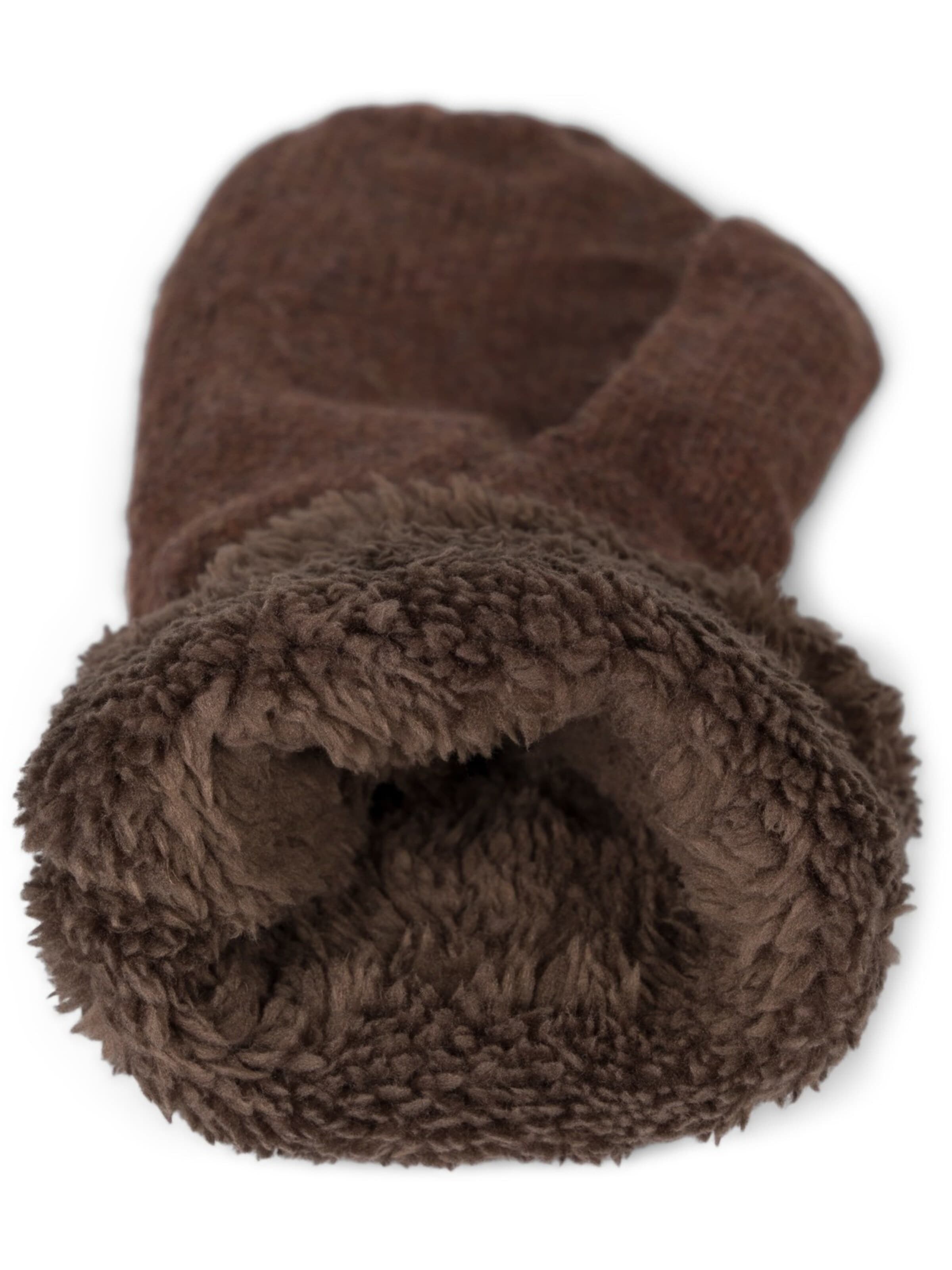 styleBREAKER Mittens 'Strickhandschuhe Fäustlinge mit Strass und Perlen' in Brown
