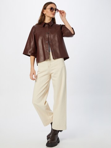 NORR Wide leg Jeans 'Ann' in Beige