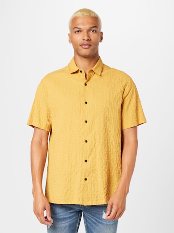TOPMAN Regular fit Button Up Shirt in Yellow: front