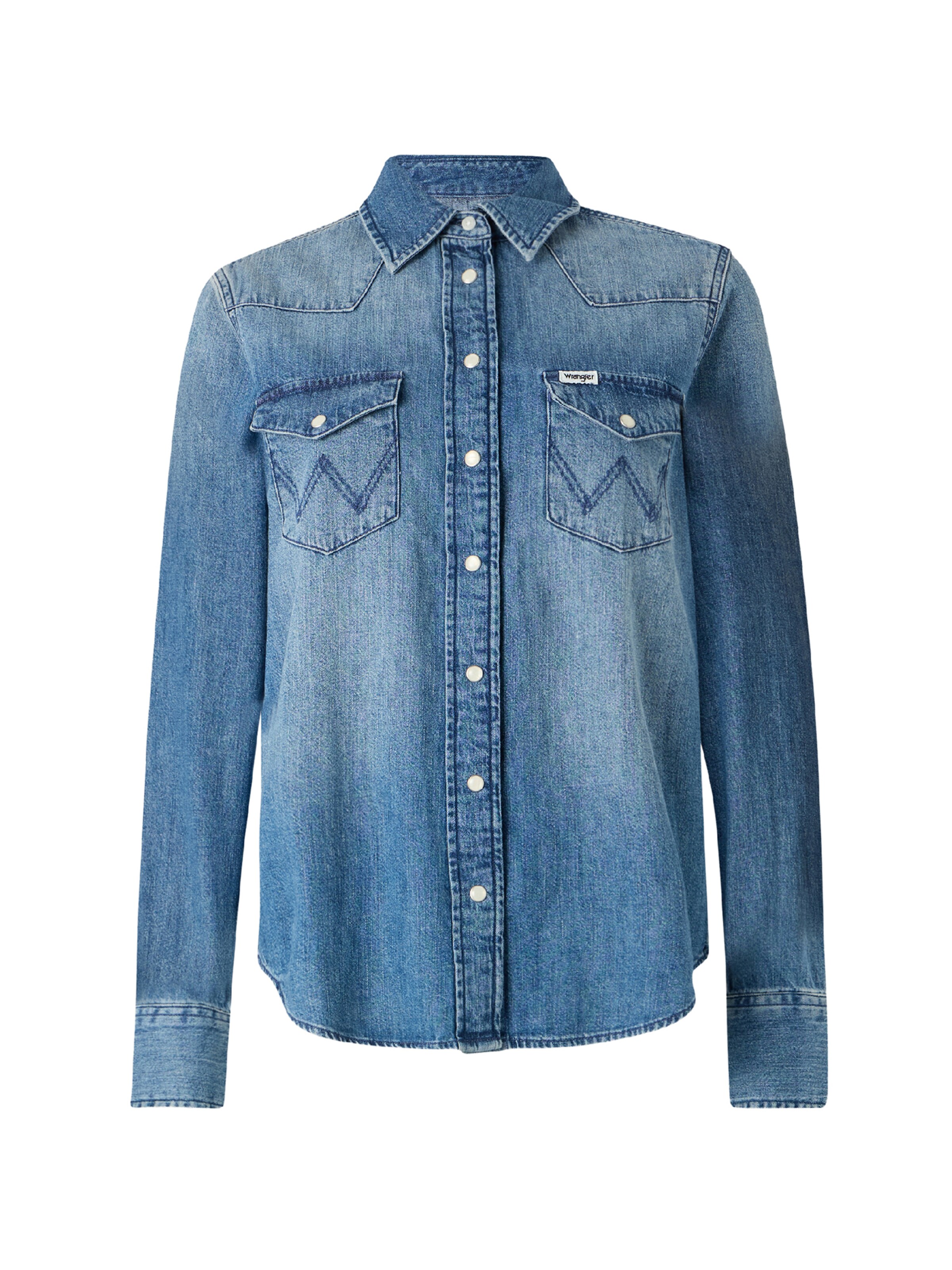 WRANGLER Blus 'HERITAGE' i blå denim, Produktvy