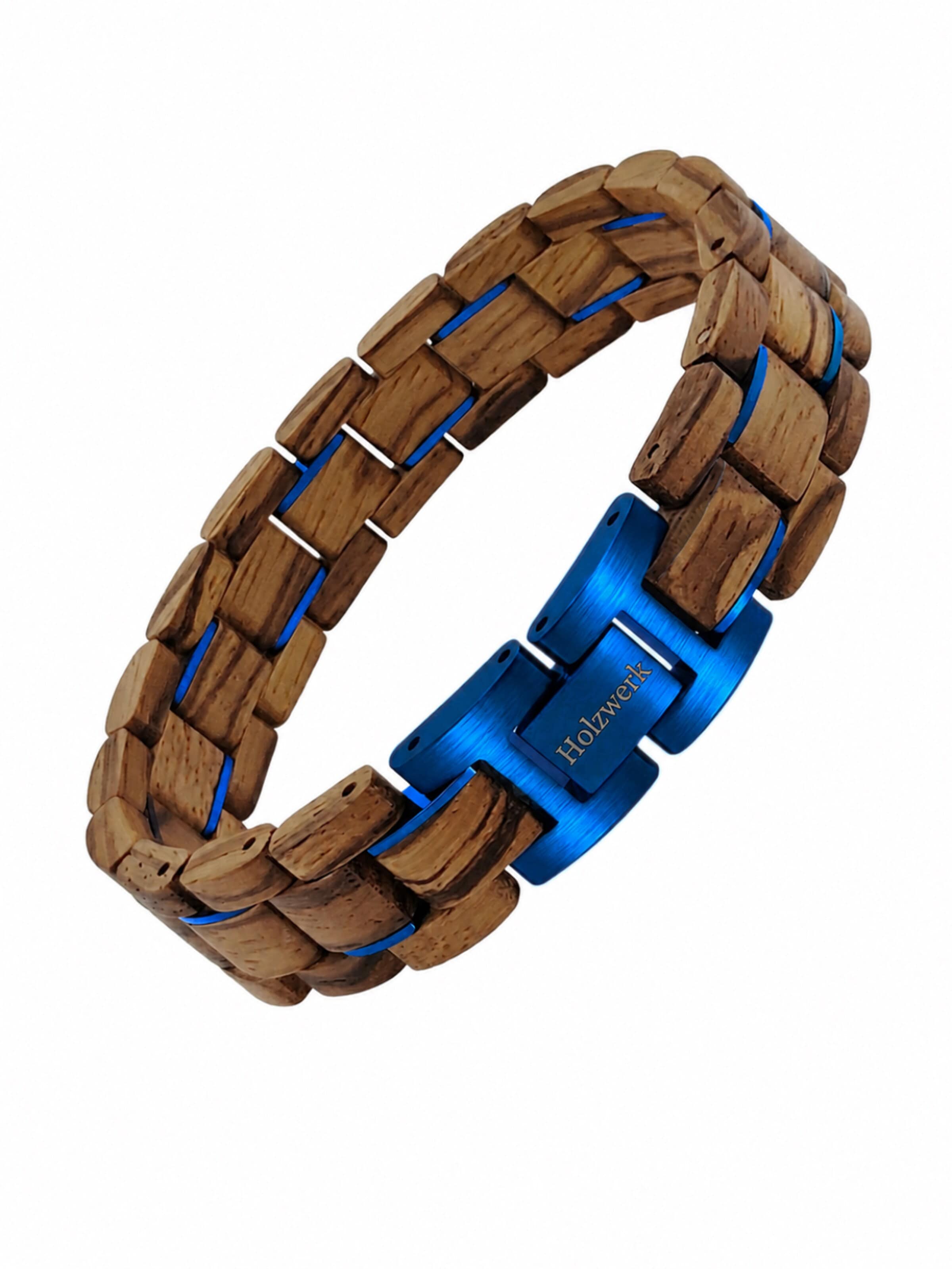 Holzwerk Armband 'SUEDSEE' in Blauw: voorkant