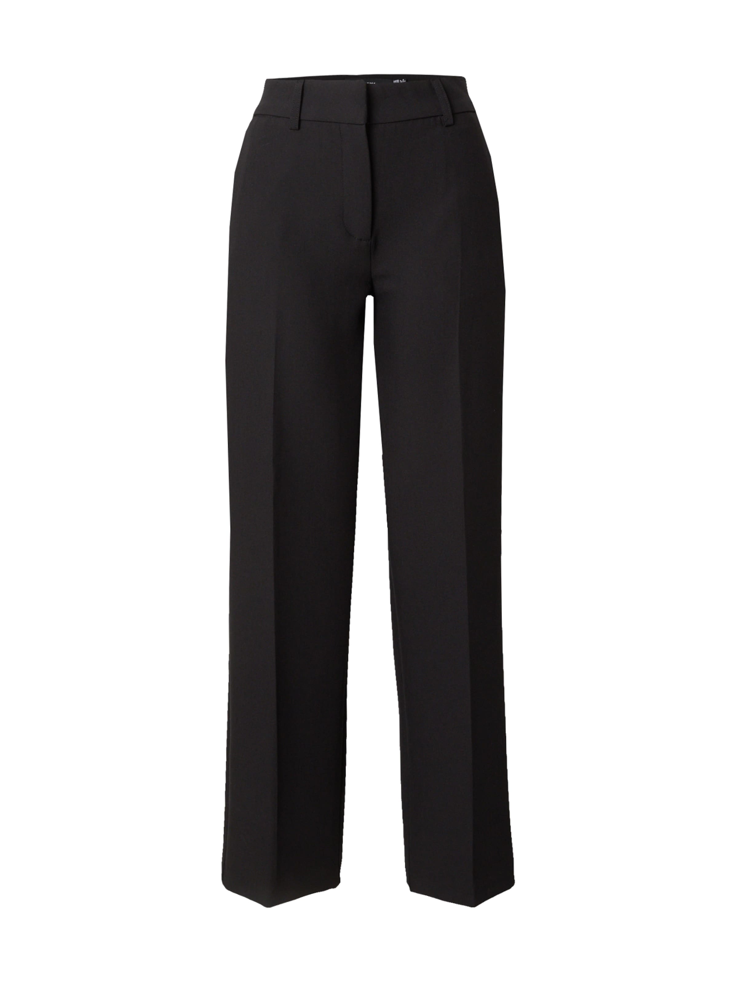 VERO MODA Regular Trousers with creases in Black: front