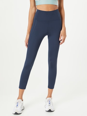 Girlfriend Collective Skinny Workout Pants in Blue: front