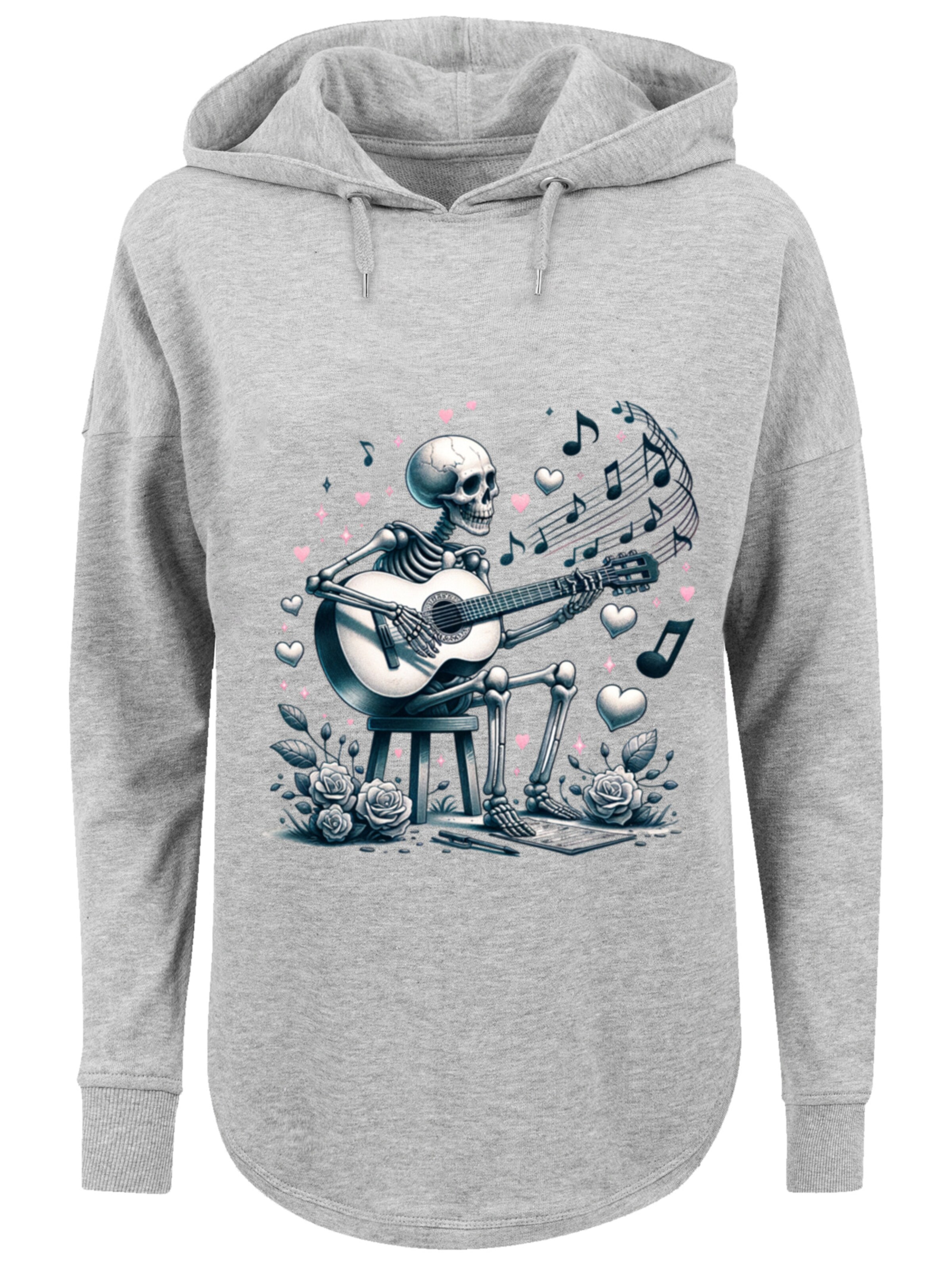 Sweat-shirt 'Skelett spielt Gitarre, Musik, Liebe' F4NT4STIC en gris : devant