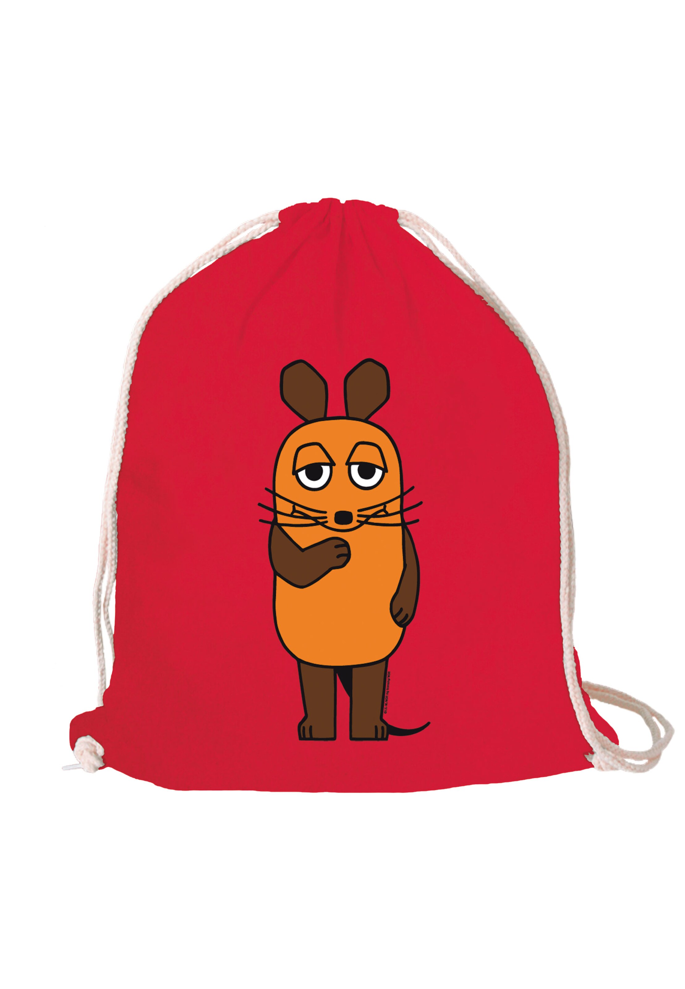LOGOSHIRT Turnbeutel 'Die Maus' in Rot: Vorderseite