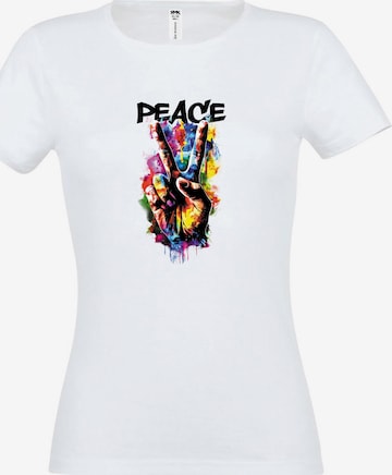 RMK Shirt 'Peace' in Weiß: Vorderseite
