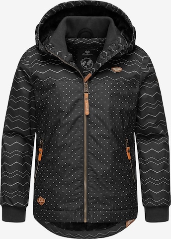 Ragwear Winter Jacket 'Kristla Chevron' in Black: front