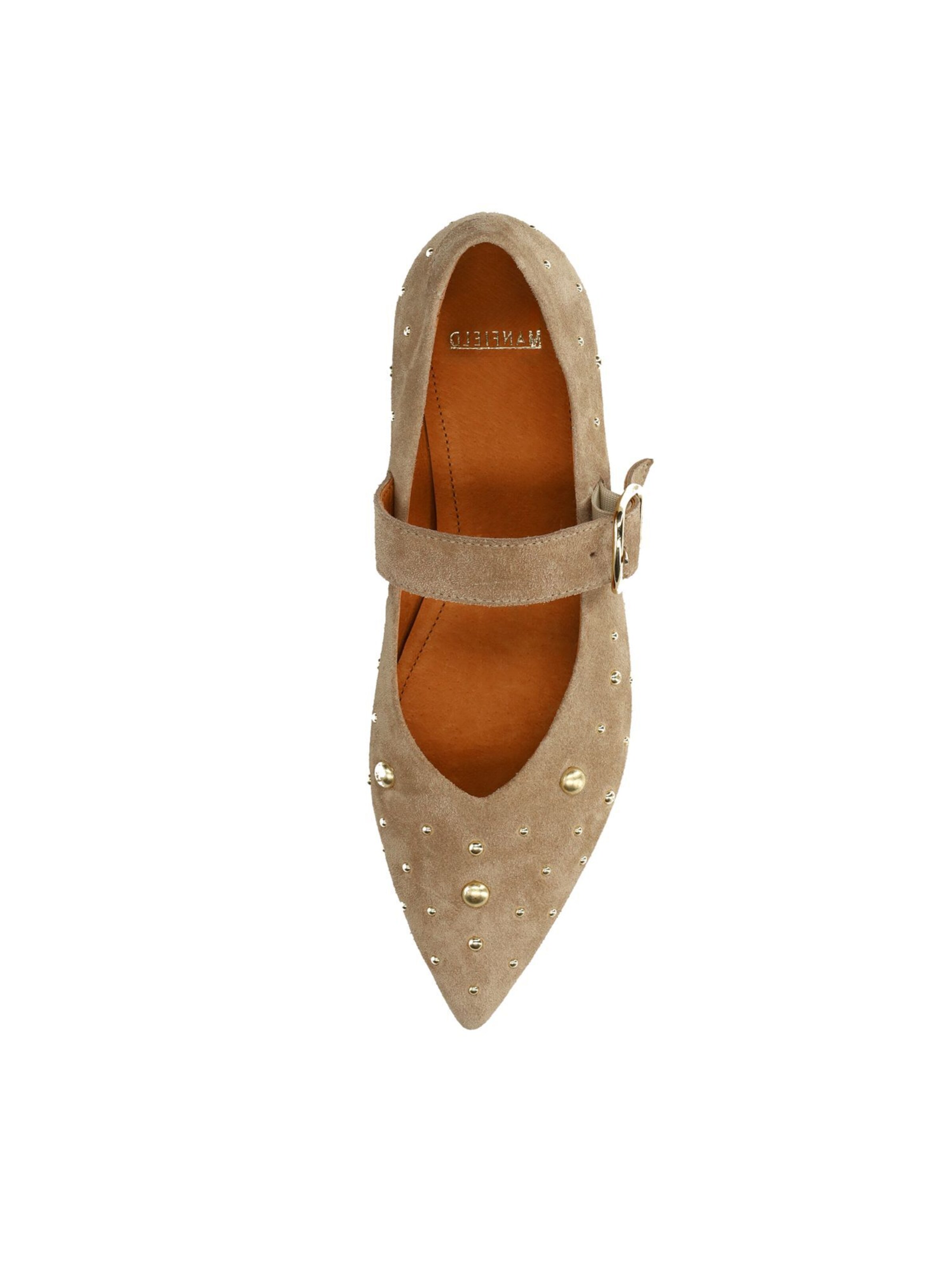 MANFIELD Ballerina met riempjes in Beige