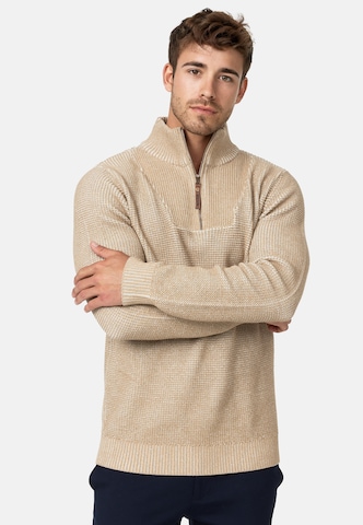 INDICODE JEANS Pullover 'Yassip' in Beige: predná strana