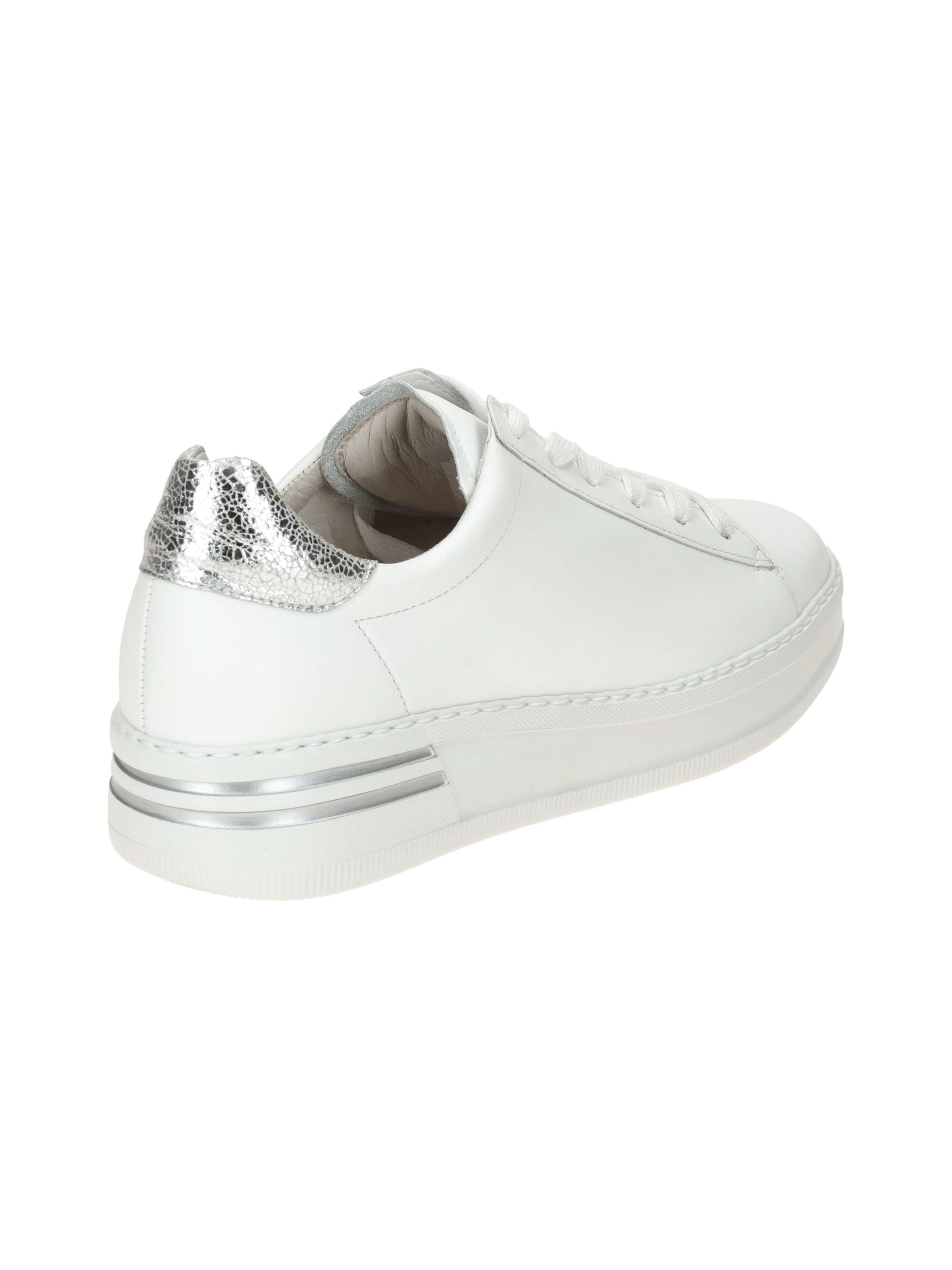 GABOR Schnürschuh 'Gabor Comfort Florenz Sneakers weiß silber metallic 86.395.51'‌‌‌‌‌‌‌‌‌ in Weiß