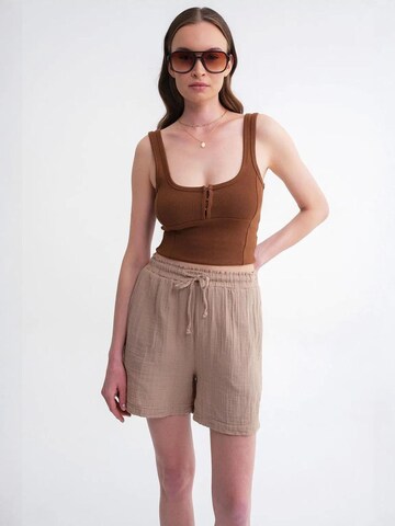 MixRay - Perna larga Calças em bege