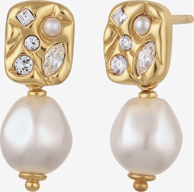 One Size dydžio Auskarai 'Vintage Pearl' iš ELLI, spalva – Auksas / skaidri spalva / perlų balta, Prekių apžvalga