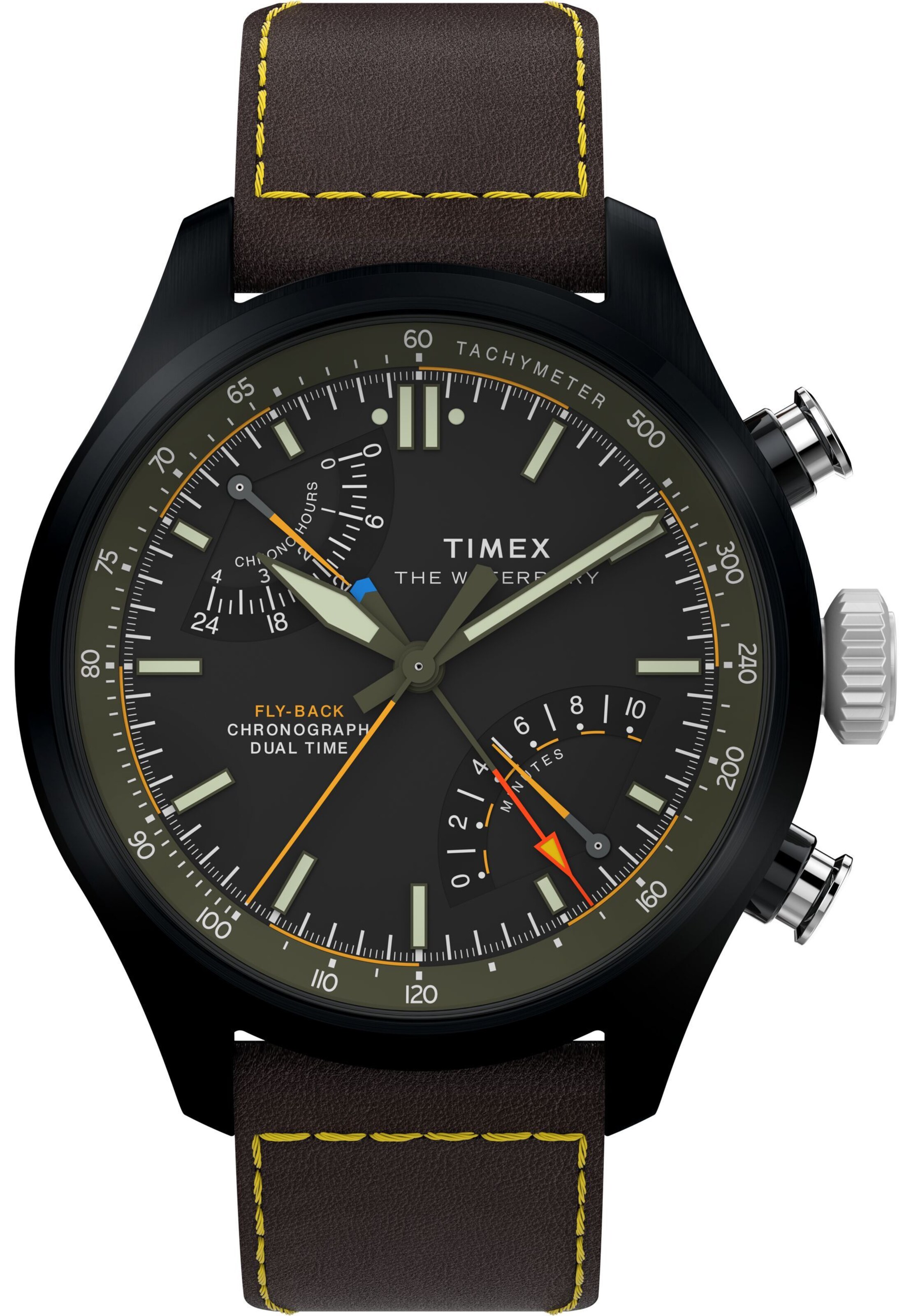 Montre à affichage analogique 'Waterbury Ace Fly-Back' TIMEX en marron : devant