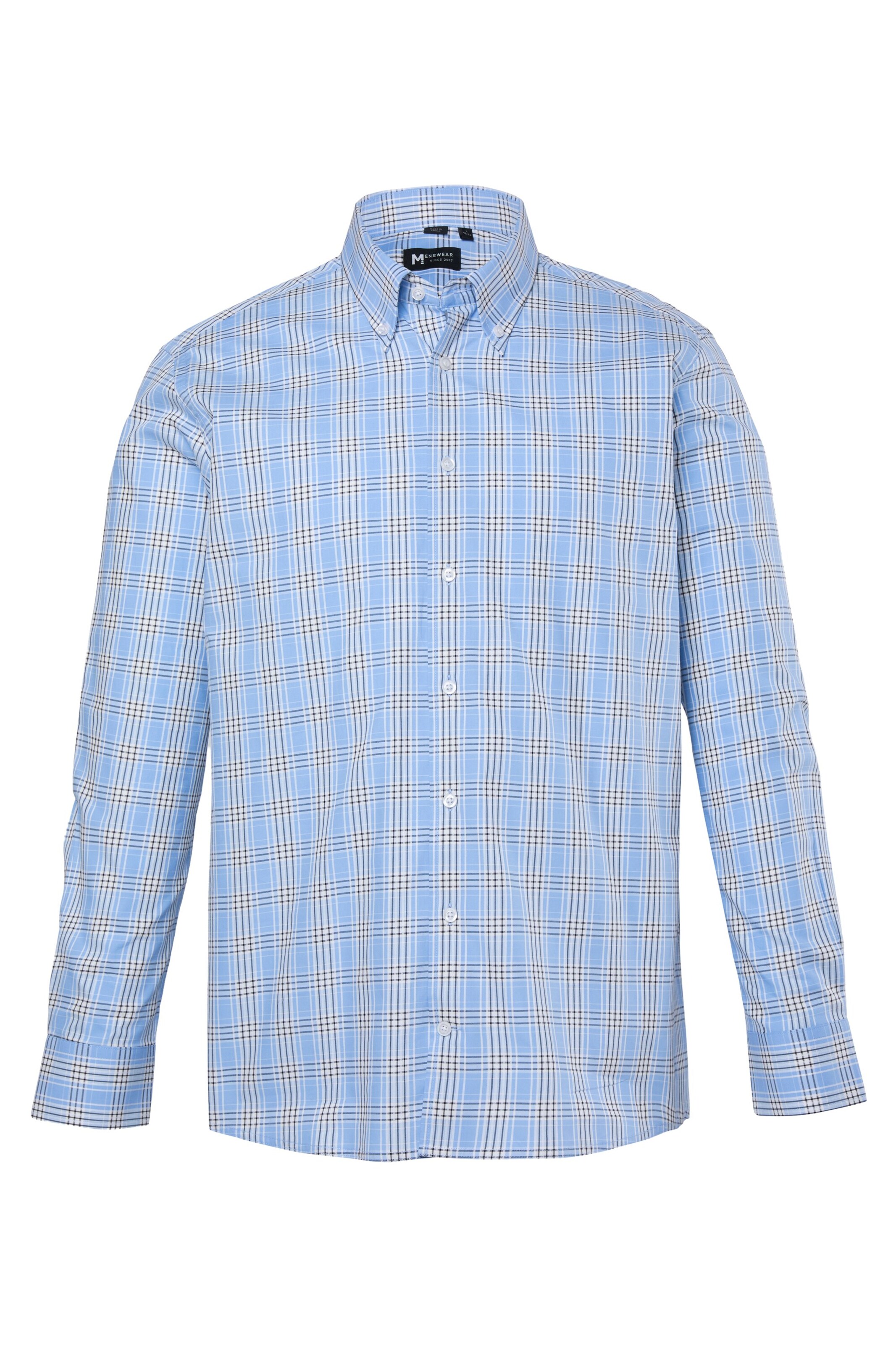 Men Plus Regular fit Button Up Shirt in Blue: front
