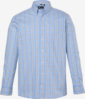 Men Plus Regular fit Button Up Shirt in Blue: front
