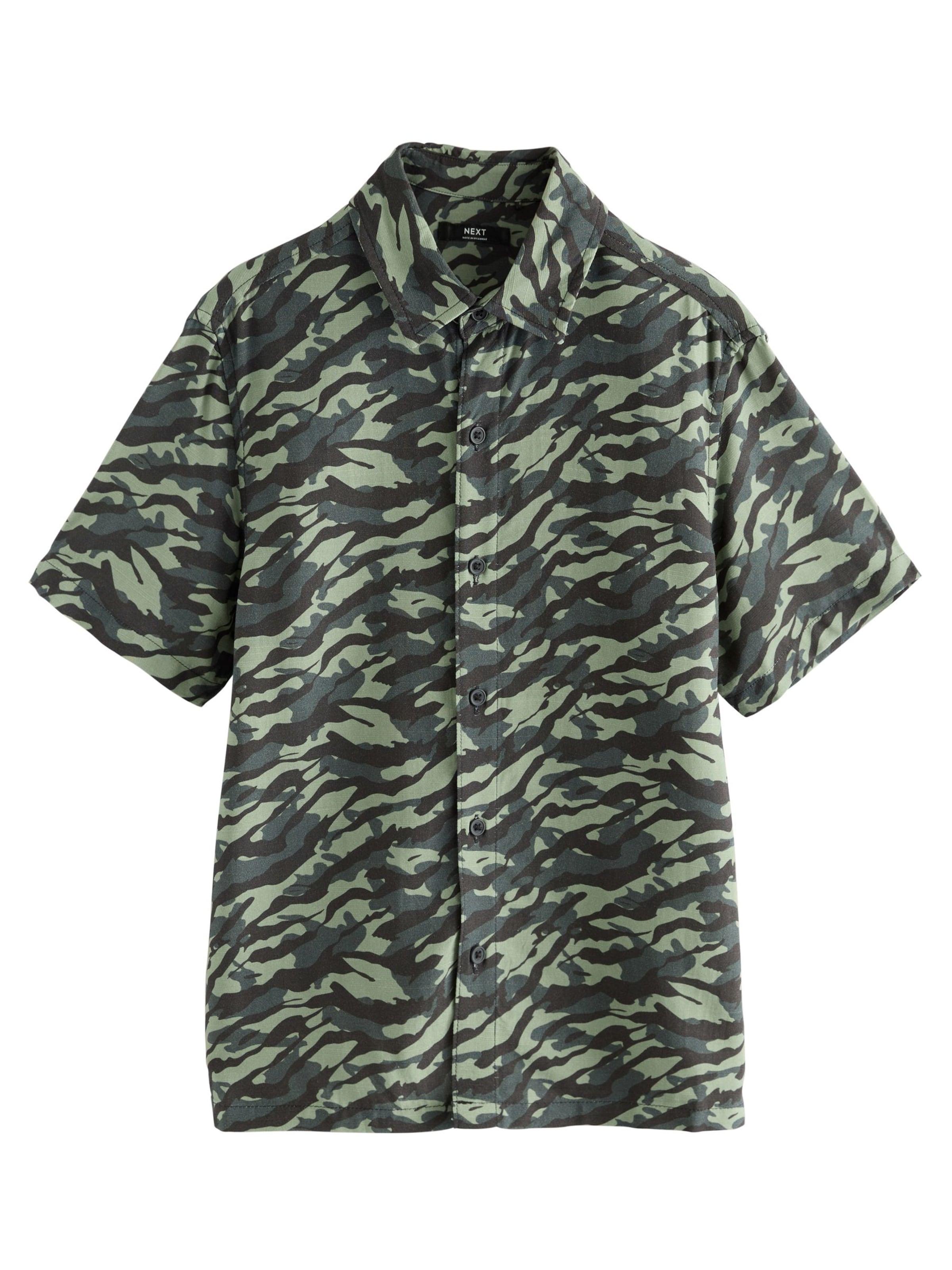 Next Regular fit Button up shirt in Green: front
