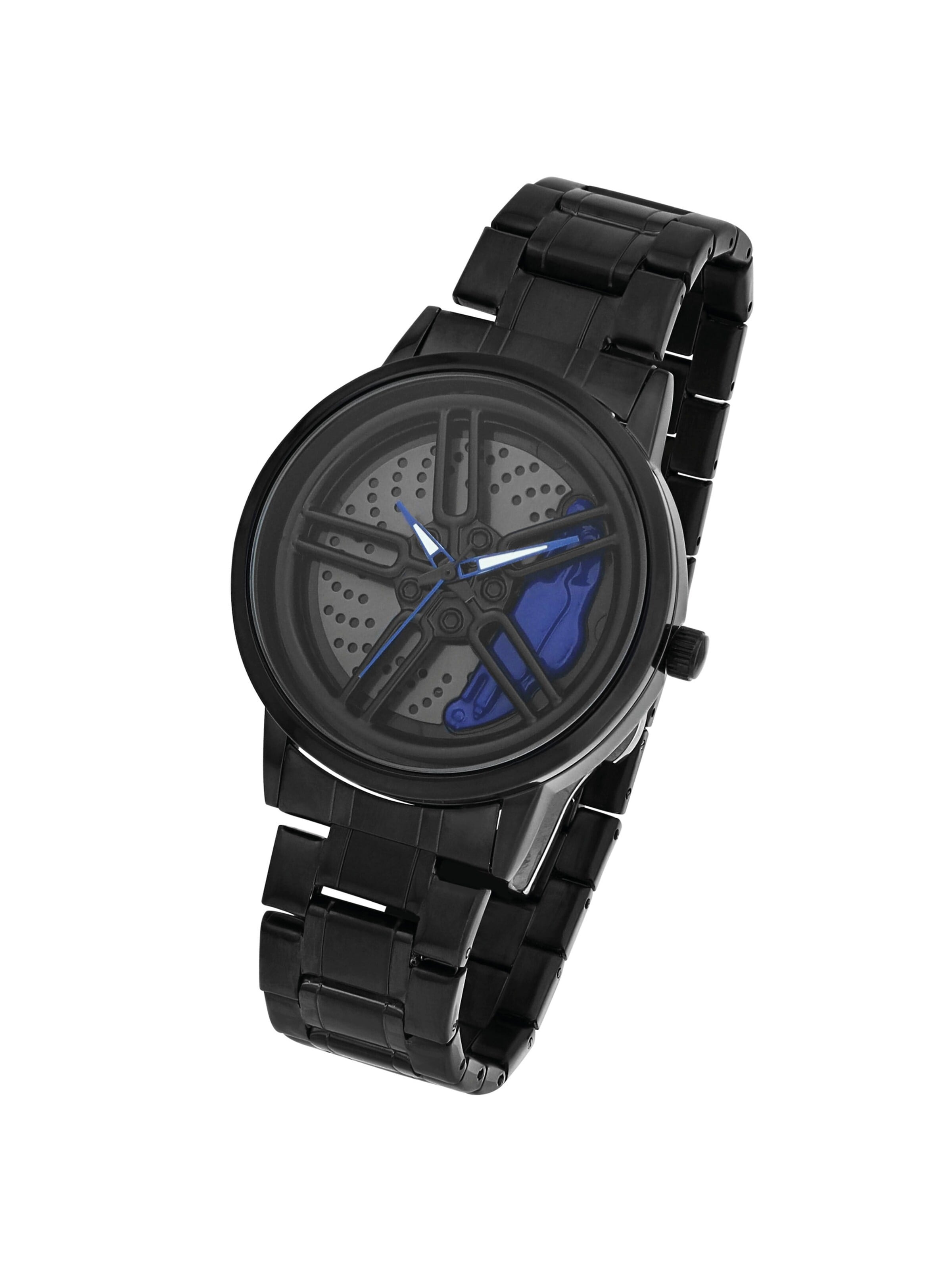 Raptor Analog Watch 'aus Edelstahl im Felgendesign, Armband kürzbar' in Black: front