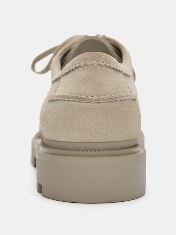 Pull&Bear Šněrovací boty – béžová