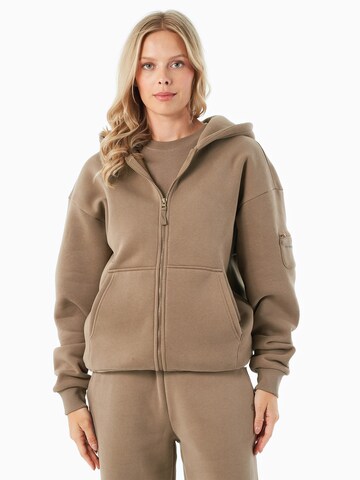 Organication Zip-Up Hoodie in Brown: front