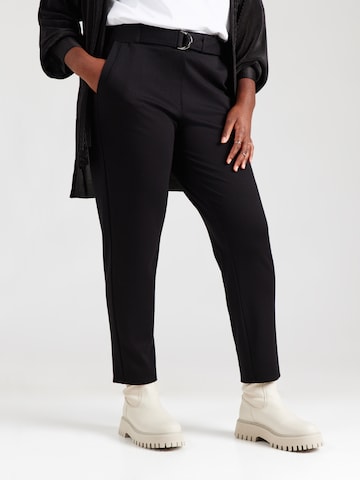 SAMOON Slim fit Trousers in Black: front