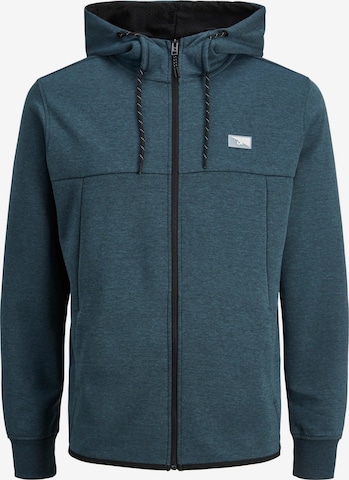 JACK & JONES Zip-Up Hoodie 'Air' in Blue: front