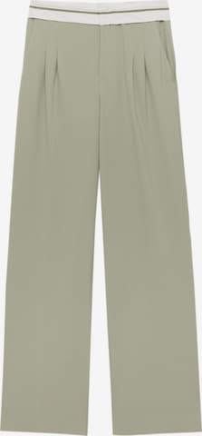 Pull&Bear Wide leg Pleat-Front Pants in Green: front