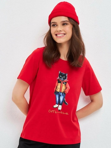 T-shirt 'Sport Casual Cat' Cat e Lolette en rouge