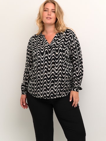 KAFFE CURVE Blouse 'Nora' in Zwart: voorkant