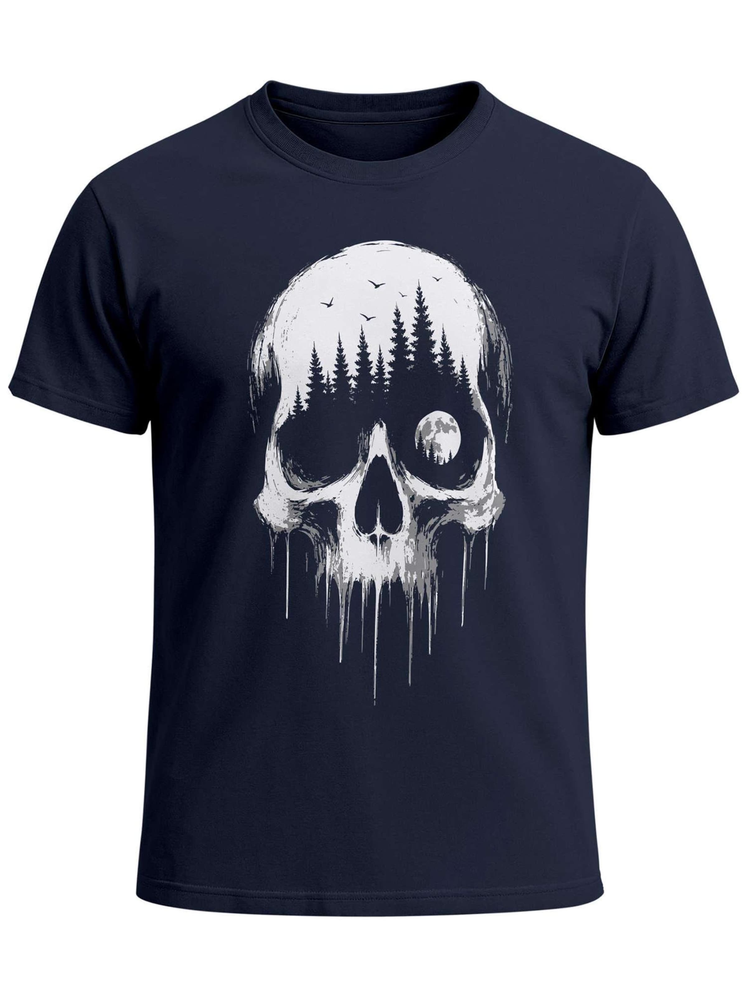 Neverless Shirt 'Skull Hiking' in Blue: front