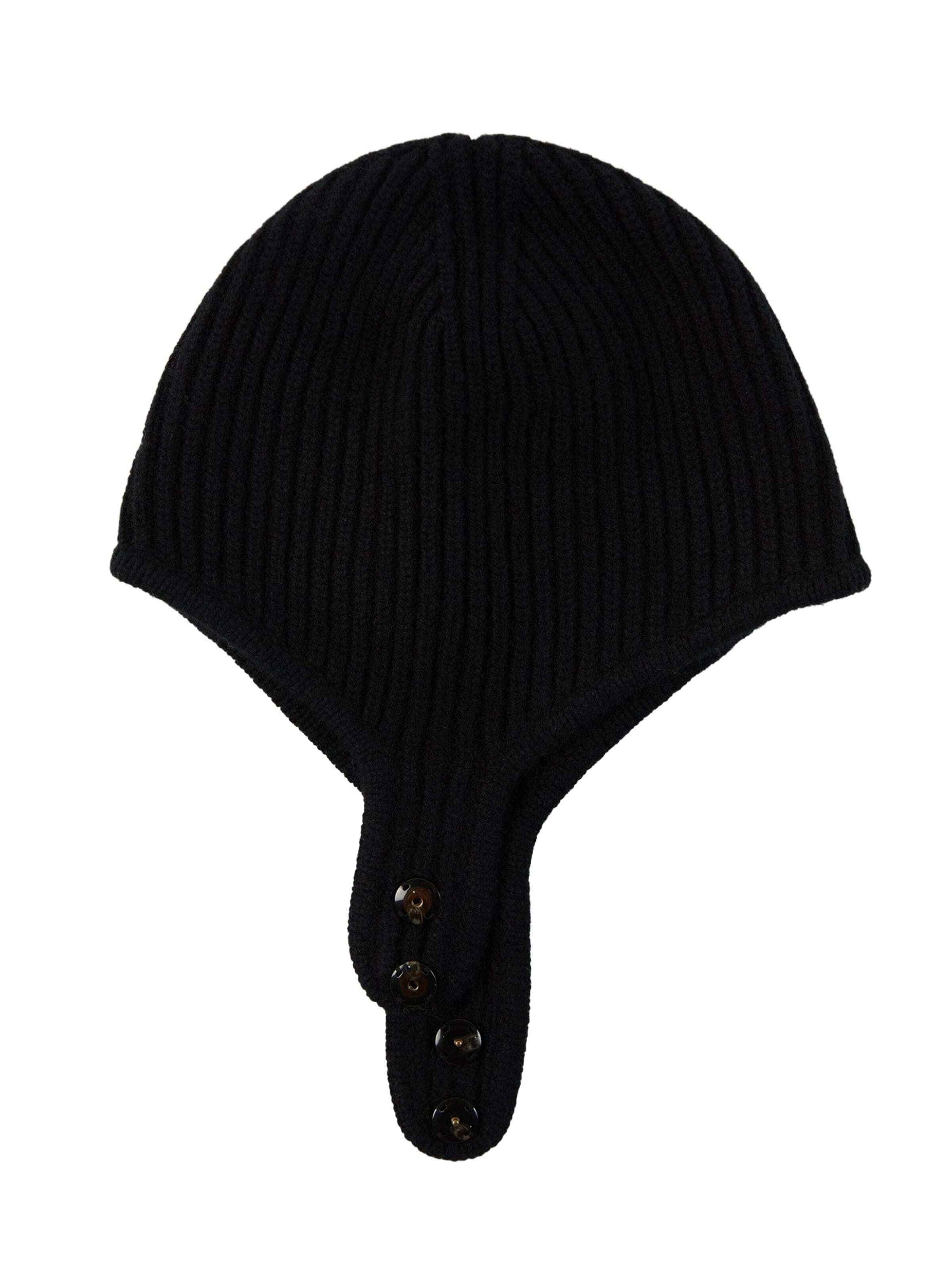 GOBI Cashmere Pipo 'Knitted Aviator Cap' värissä musta: etupuoli