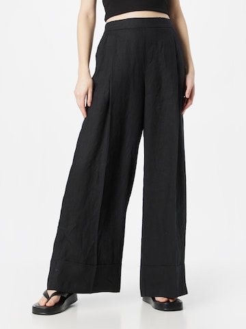 UNITED COLORS OF BENETTON Wide leg Pleated Pants in Black: front