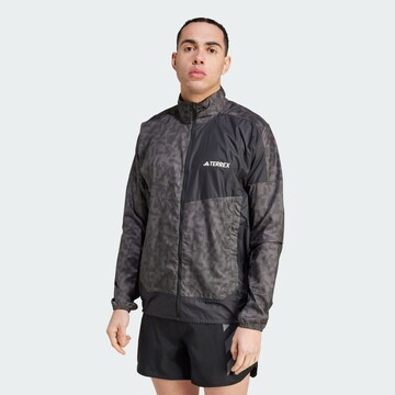 ADIDAS TERREX Athletic Jacket 'Trail' in Grey: front