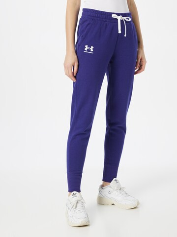 Tapered Pantaloni sportivi 'Rival' di UNDER ARMOUR in blu: frontale