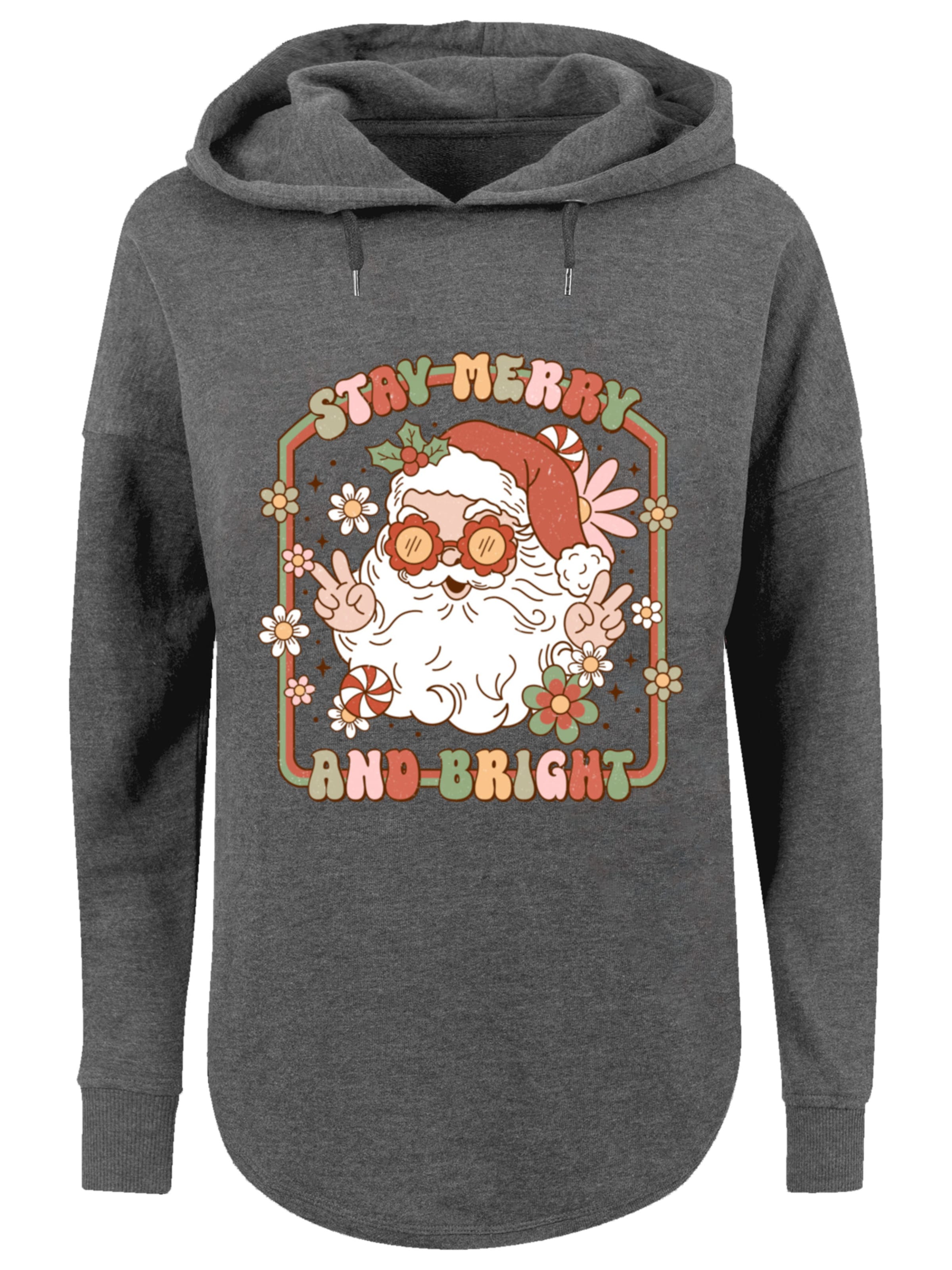 Sweat-shirt 'Stay Merry And Bright Hippie Santa' F4NT4STIC en gris : devant
