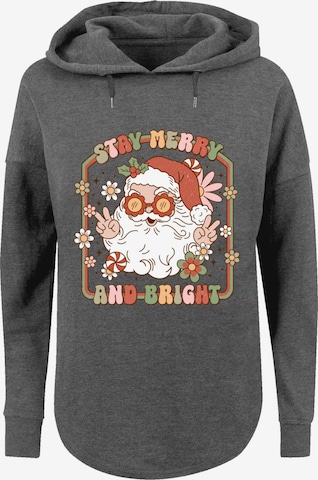F4NT4STIC Sweatshirt 'Stay Merry And Bright Hippie Santa' in Grijs: voorkant