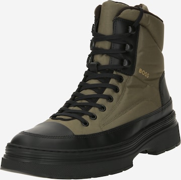 BOSS - Botas con cordones 'Eloy' en verde: frente