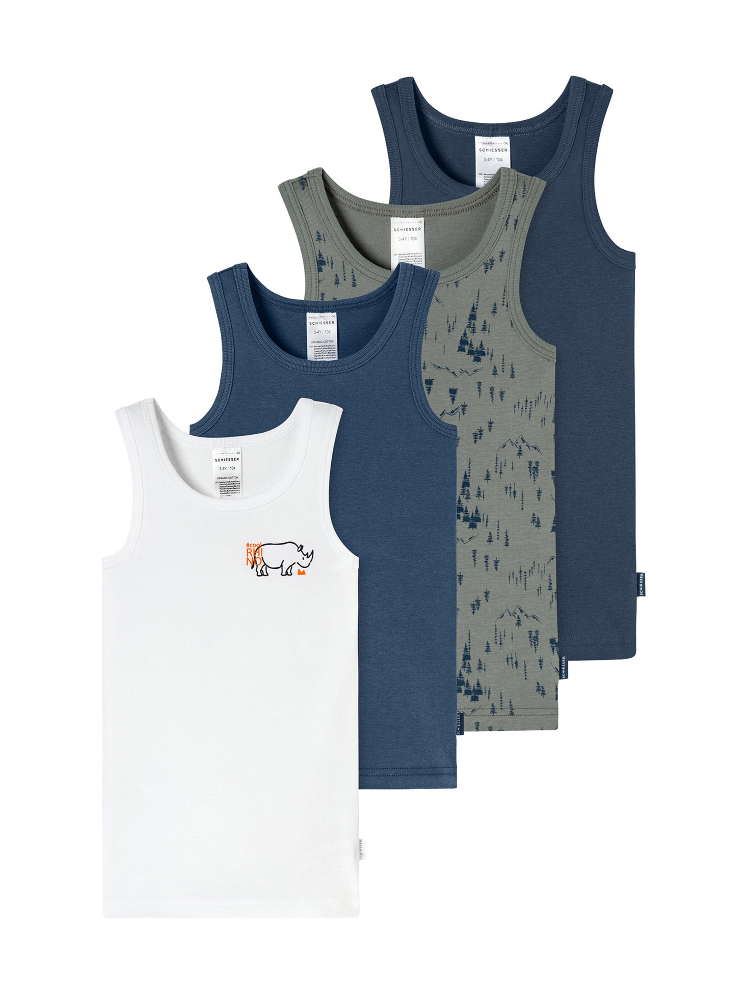 SCHIESSER Onderhemd ' Fine Rib Multi ' in Blauw: voorkant
